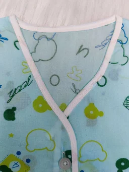 Little Kovai Yaal 100% Organic Cotton Woven Jablas for Babies - Front Open (Combo Pack of 2, Multi-color) - 0 - 6 Months