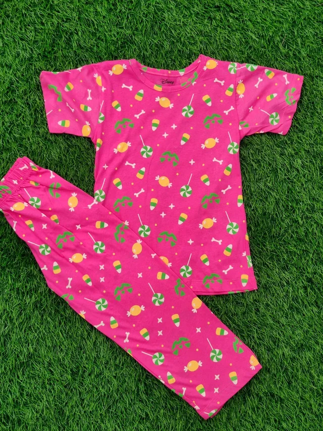 Half Sleeve Pyjama set (Co-ord set) for Boys & Girls - Pink Lollypop