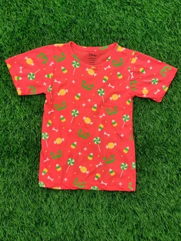 Disney Half Sleeve Pyjama set (Co-ord set) for Boys & Girls - Orange Lollypop - 6 Year