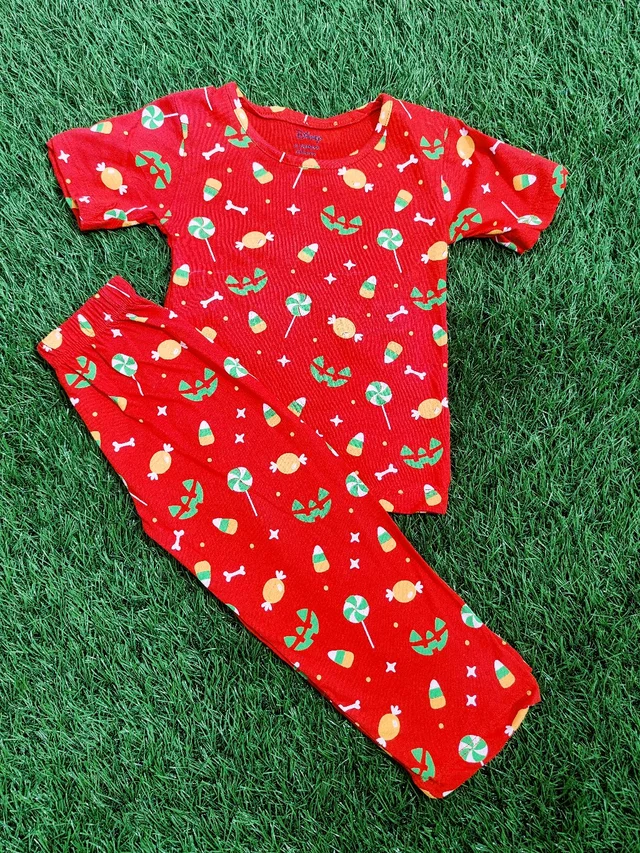 Half Sleeve Pyjama set (Co-ord set) for Boys & Girls - Red Lollypop