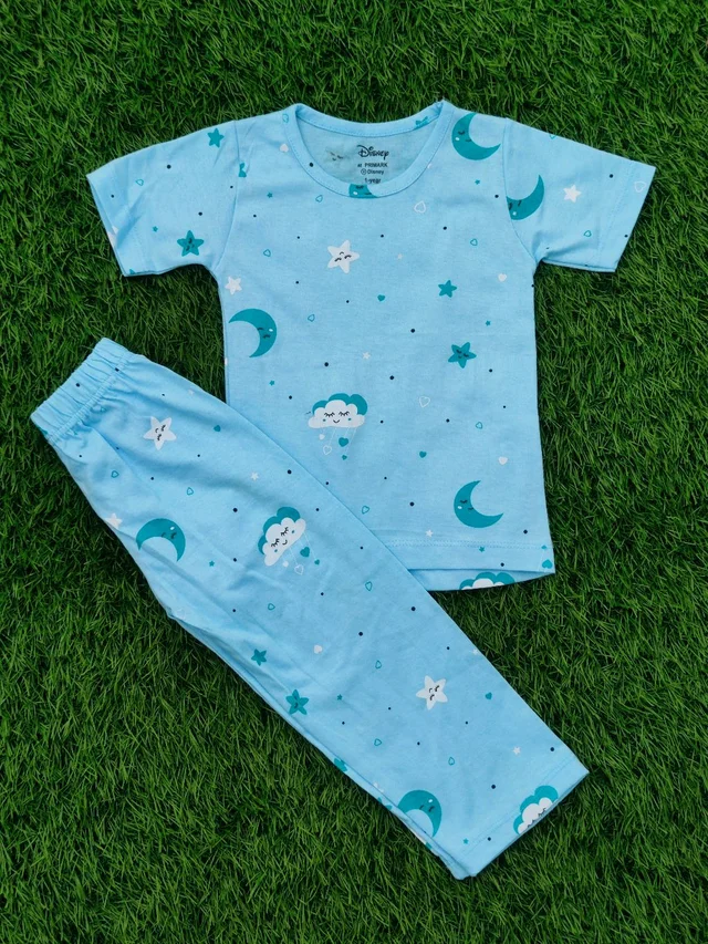 Half Sleeve Pyjama set (Co-ord set) for Boys & Girls - Blue Star & Moon