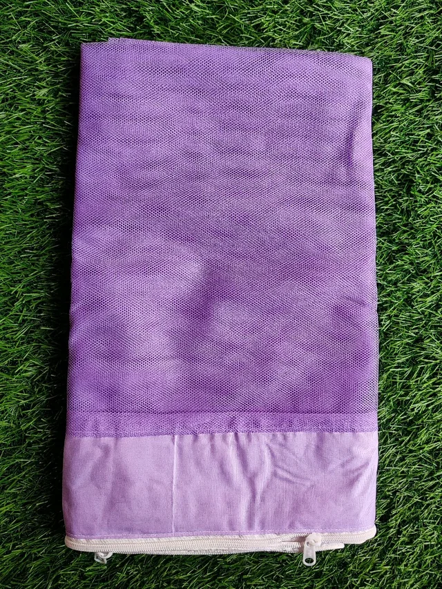 Premium Cotton Mosquito Net for Baby Cradle Swing/Baby Jhula with Bottom Zip Opening | Violet color