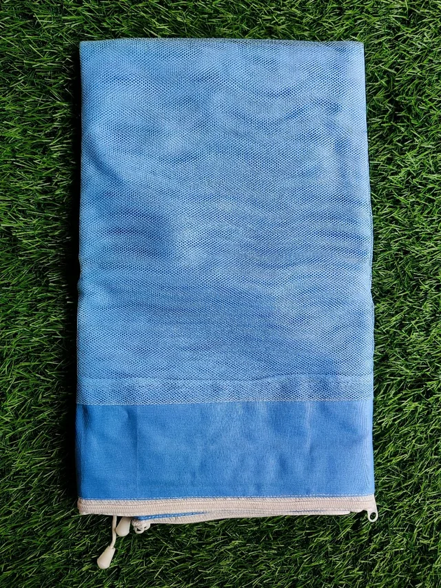 Premium Cotton Mosquito Net for Baby Cradle Swing/Baby Jhula with Bottom Zip Opening | Blue color