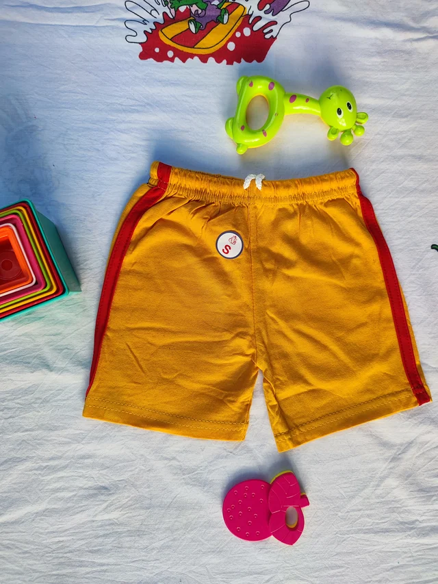 Cotton Kids Shorts | Boxers with Tie Knot Elastic Waist - Yellow
