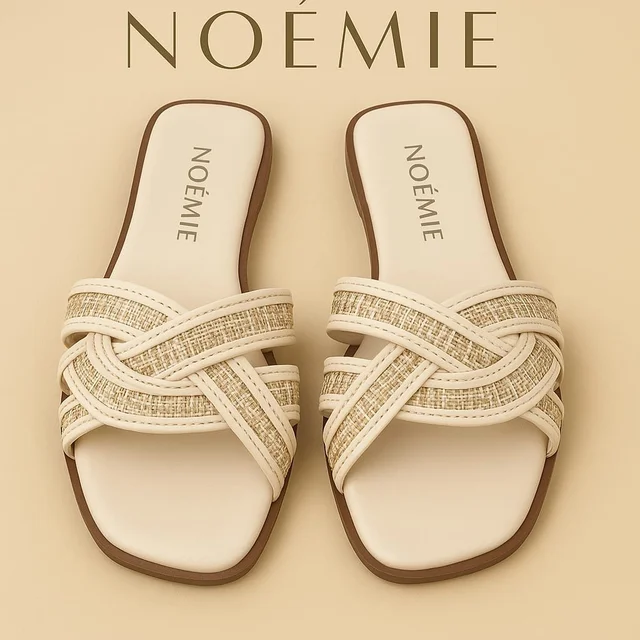 Cross Jute Sliders - Off White