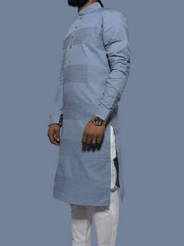 Shandaar Wears Men's Kurta Weldon Blue Self SW-42 - 42