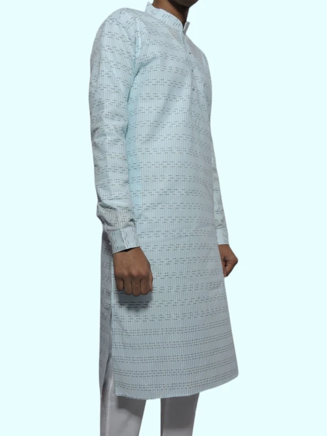 Shandaar Wears Men's Kurta Cotton Sky Blue Self SW-39 - 44