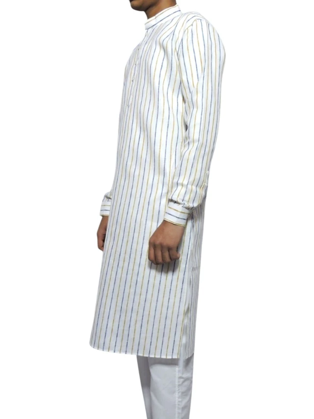 Shandaar Wears Men's Kurta White Khadi Self SW-34 - 36
