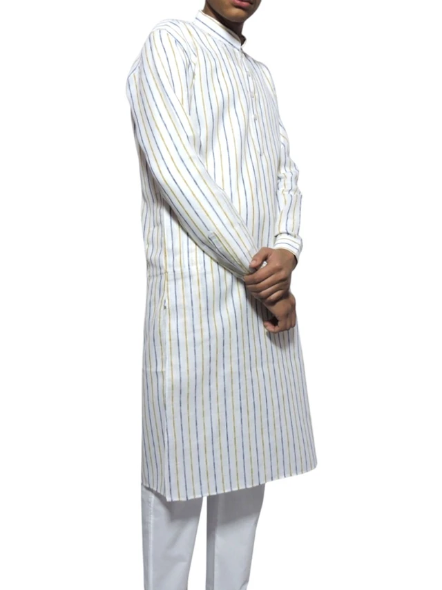 Shandaar Wears Men's Kurta White Khadi Self SW-34 - 36