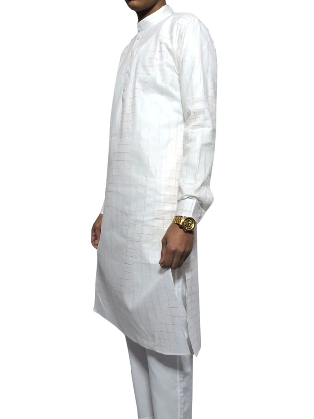 Shandaar Wears Men's Kurta Cotton White Self SW-33 - 44