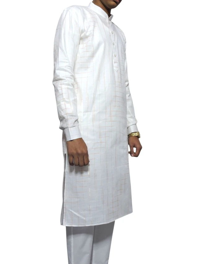 Shandaar Wears Men's Kurta Cotton White Self SW-33 - 38