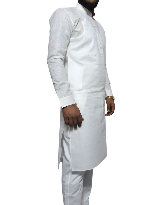 Shandaar Wears Men's Kurta White Sequence Embroid SW-44 - 44