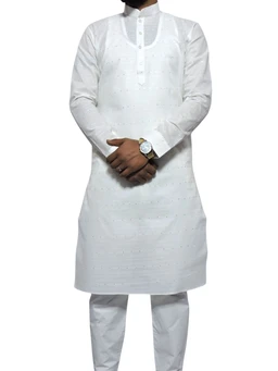 Shandaar Wears Men's Kurta White Sequence Embroid SW-44 - 44
