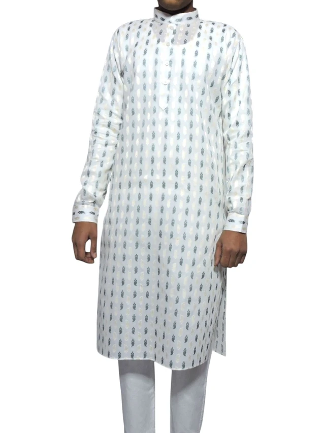 Shandaar Wears Men's Kurta White Self SW-32 - 36
