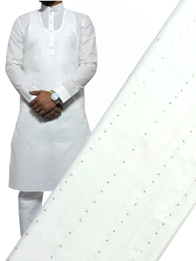 Shandaar Wears Fabric White Sequence Embroid SW-44 - 0.25 Meter