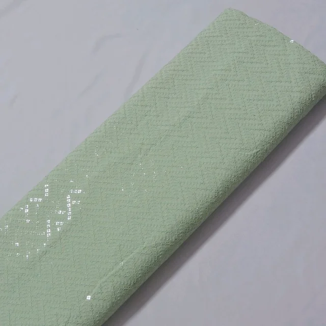 Shandaar Wears Fabric Chikankari Sequence pale leaf SW-56 - 0.25 Meter