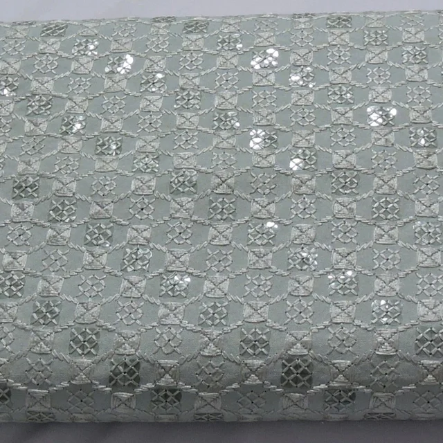 Shandaar Wears Fabric Chikankari Sequence Spring Rain SW-57 - 0.25 Meter