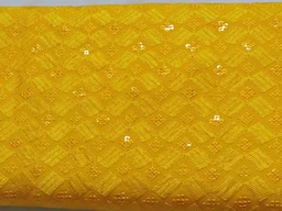 Shandaar Wears Fabric Chikankari Sequence Yellow SW-58 - 0.25 Meter