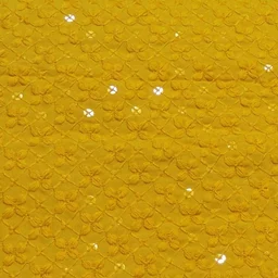 Shandaar Wears Fabric Chikankari Sequence Yellow SW-59 - 0.25 Meter