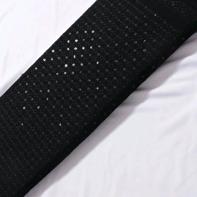 Shandaar Wears Fabric Chikankari Sequence Black SW-60 - 0.25 Meter