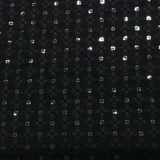 Shandaar Wears Fabric Chikankari Sequence Black SW-60 - 0.25 Meter