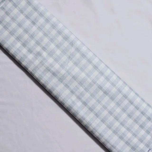 Shandaar Wears Fabric Cotton White Blue Self Check SW-153 - 0.25 Meter