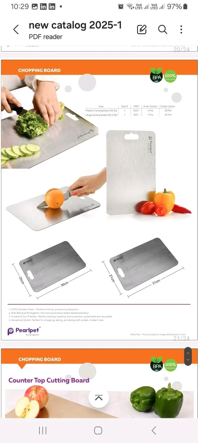 Pearlpet Chopping Board Regular & Counter Top