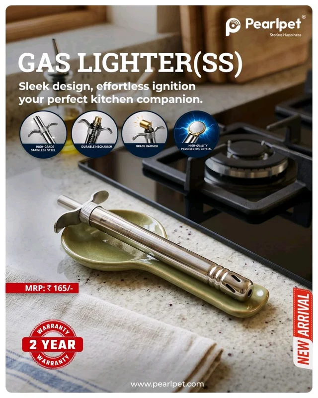 Pearlpet SS Gas Lighter With 2 Years Guarantee 