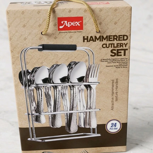 Apex Hammered Cutlery Set 24 pc 