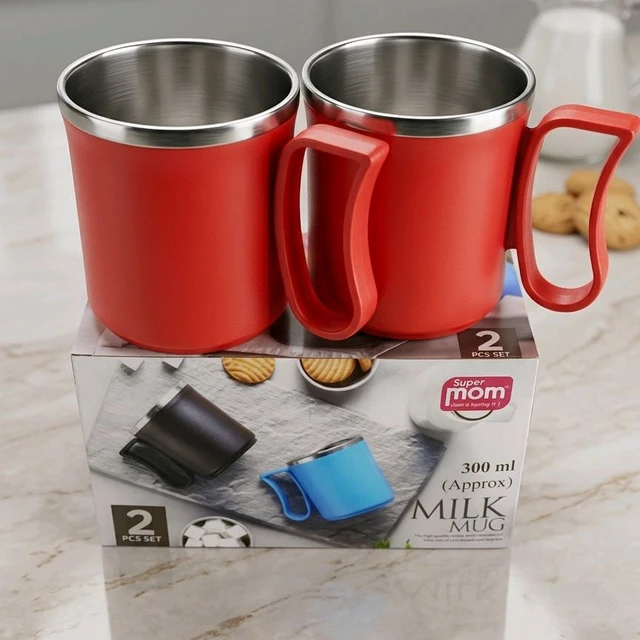 Super Mom Milk Mug 2 Pc Set 300 Ml