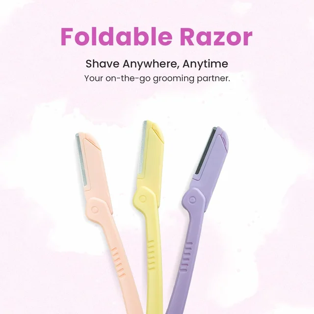 2ools Foldable & Reusable Face & Eyebrow Razor for Women (Pack of 3) | Painless Instant Hair Removal at Home | For Upper Lips, Eyebrows, Forehead & Sideburns