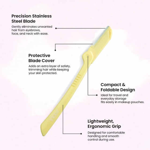 2ools Foldable & Reusable Face & Eyebrow Razor for Women (Pack of 3) | Painless Instant Hair Removal at Home | For Upper Lips, Eyebrows, Forehead & Sideburns