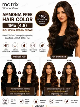 Matrix Wonder Ammonia Free Hair Color 4Mo (4.8) 90ML | Rich Mocha Medium Brown Hair Colour | Up to 50% Grey Coverage | Long-Lasting Salon Finish with Soft & Shiny Hair - 90g