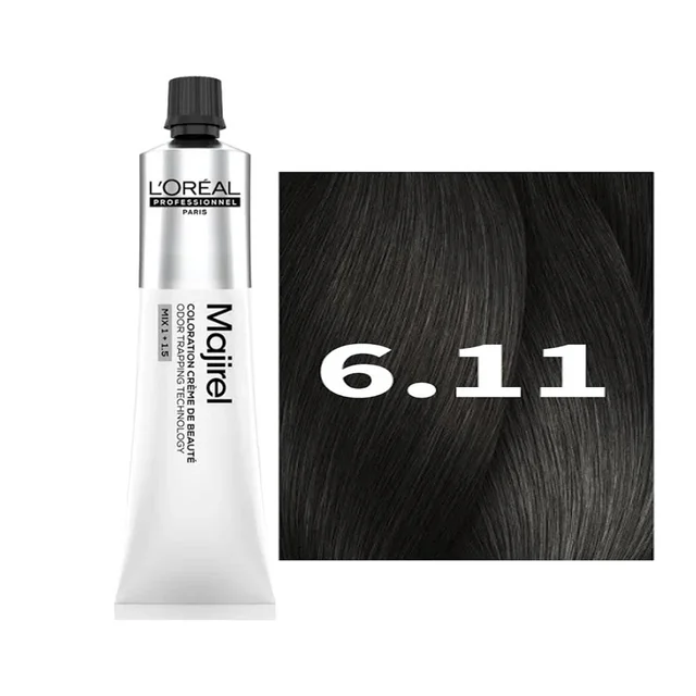 Loreal Majirel Hair Color 6.11 Deep Ash Dark Blonde 60ml | Cool Tone Hair Colour | Grey Coverage