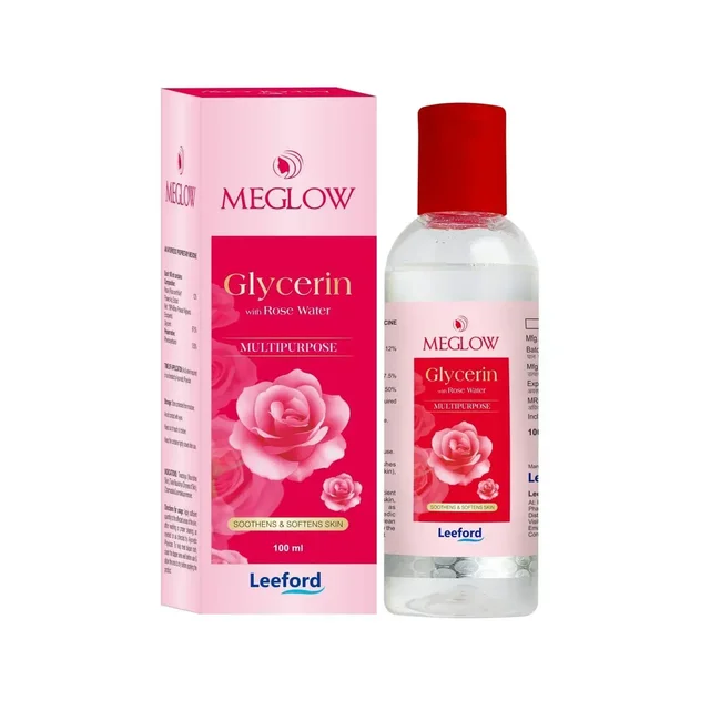Meglow Glycerin with Rose Water 60 ml | Nourished, Soft & Smooth Skin | Deep Hydration, Natural Glow, Daily Face & Body Moisturizer