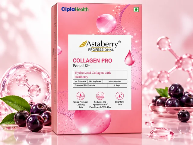 Astaberry Professional Collagen Pro Facial Kit Pack of 12 | Hydrolyzed Collagen & Acai Berry | 6-Step Facial Kit | Hydrates, Firms & Brightens Skin