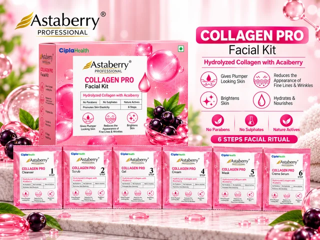Astaberry Professional Collagen Pro Facial Kit Pack of 12 | Hydrolyzed Collagen & Acai Berry | 6-Step Facial Kit | Hydrates, Firms & Brightens Skin