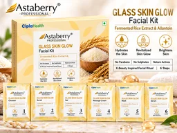 Astaberry Professional Glass Skin Glow Facial Kit | Fermented Rice Extract & Allantoin | 6-Step Facial Kit | Hydrates & Brightens Skin
