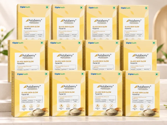 Astaberry Professional Glass Skin Glow Facial Kit Pack of 12 | Fermented Rice Extract & Allantoin | 6-Step Facial Kit | Hydrates & Brightens Skin