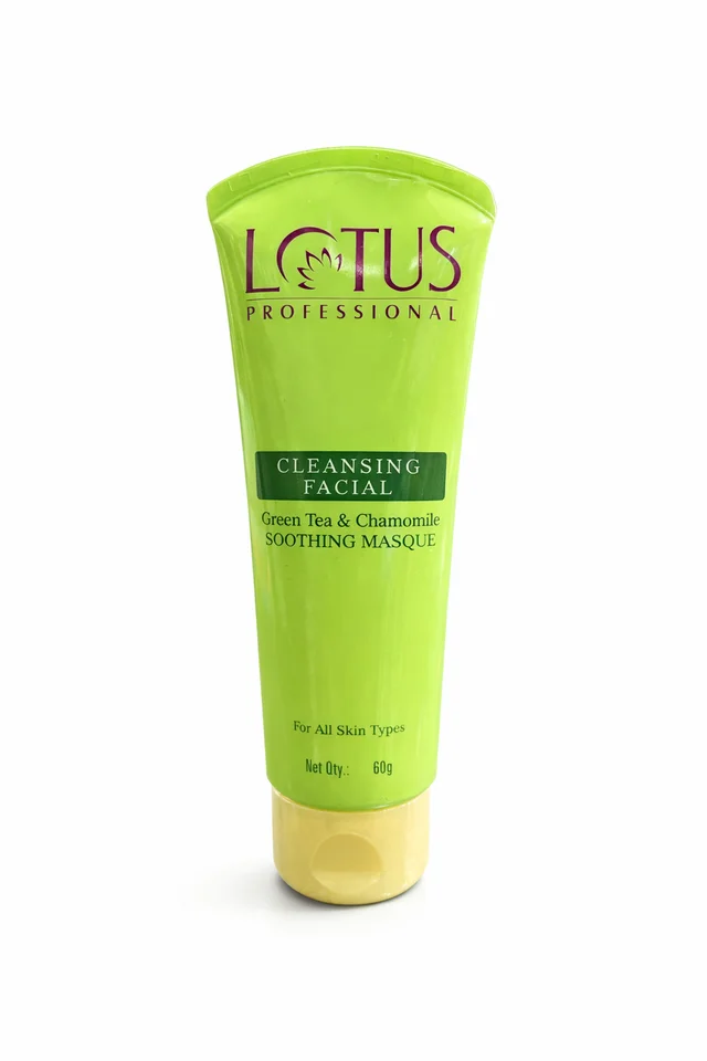 Lotus Professional Cleansing Facial Green Tea & Chamomile Soothing Masque 60g | Detoxifies, Hydrates & Calms Skin | Reduces Redness & Impurities | For Fresh, Balanced Complexion