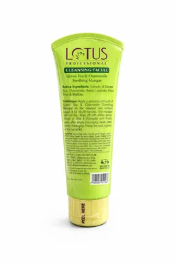 Lotus Professional Cleansing Facial Green Tea & Chamomile Soothing Masque 60g | Detoxifies, Hydrates & Calms Skin | Reduces Redness & Impurities | For Fresh, Balanced Complexion