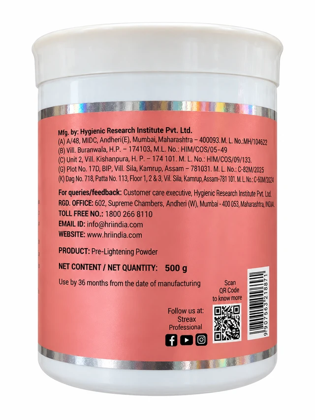 Streax Hair Highlights Blonder Powder 7 Professional Ultralight 500g| Hair Bleached Powder