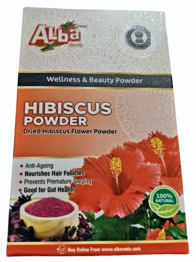 Alba Hibiscus Powder 200g , 100% Natural Herbal Powder for Hair & Skin Care | Promotes Hair Growth, Reduces Dandruff, and Enhances Skin Glow | Ayurvedic, Chemical-Free Formula