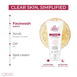 Alite Anti-Acne Face Wash 70g with Encapsulated Charcoal for Oily to Normal Skin | Detoxifies Pores | Daily Use Unisex Face Wash | Acne Control