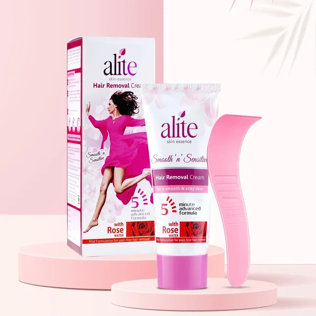 Alite Hair Removal Cream for Women - Combo Pack (2 x 60g) with Rose Water | Advanced 5-Minute Formula for Gentle & Pain-Free Hair Removal | Mild & Effective Hair Remover Cream"