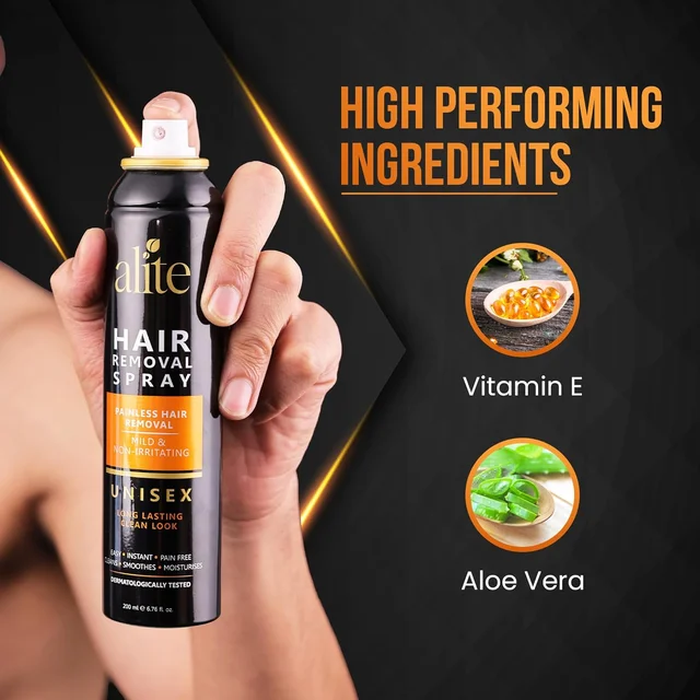 Alite Hair Removal Spray 200ml for Men & Women | Painless & Irritation-Free Body Hair Removal | For Chest, Arms, Underarms, Bikini Line & Legs