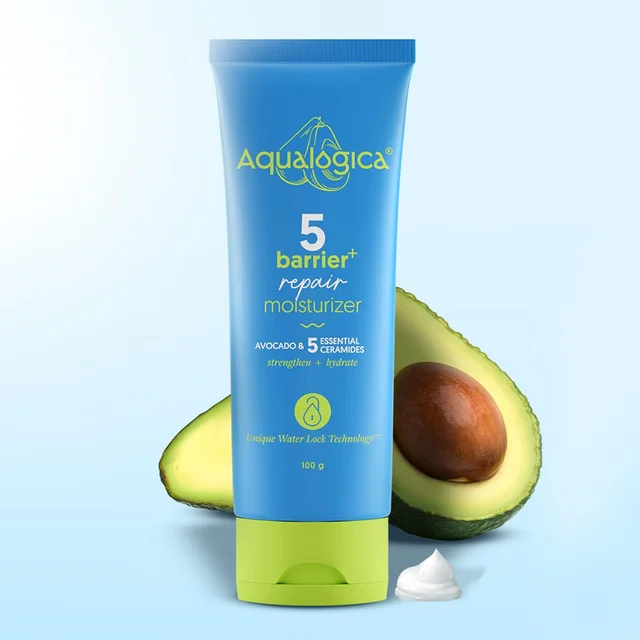 Aqualogica 5 Barrier+ Repair Moisturizer 100g | With Avocado & 5 Essential Ceramides | Repairs, Strengthens & Hydrates Skin Barrier | Non-Sticky | For All Skin Types