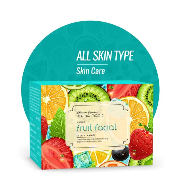 Aroma Magic Fruit 5 Step Facial Kit | Brightens & Renders Glow | Salon Range | Hydrating | Enriched with Natural Fruit Extracts | for All Skin Types