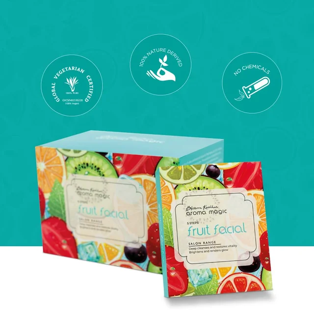 Aroma Magic Fruit 5 Step Facial Kit | Brightens & Renders Glow | Salon Range | Hydrating | Enriched with Natural Fruit Extracts | for All Skin Types