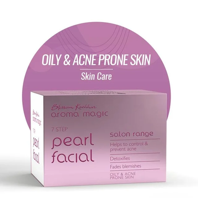 Aroma Magic Pearl Facial Kit Salon Range, (7 Step) | For Oily & Acne Prone Skin | Salon Range | Radiance-Enhancing | Anti-Aging Skincare | 240g